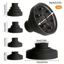 Difusor De Ar para Secador Em Silicone Adaptador Definidor de Cachos Retrátil Universal - Preto - Visão 5