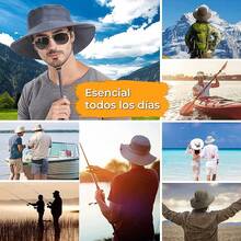 AI-PIKA Sombreros del Sol para Hombre,Sombreros para Hombre con Protección UV UPF 50+,ala Ancha,Impermeables,Transpirables para Ciclismo,Acampar,Pescar,Caminar - Azul marino - Ver 5