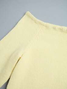 Suéter de punto con hombros descubiertos para mujer, de ajuste holgado, de manga larga, de color amarillo suave, adecuado para vacaciones, bodas, vacaciones, oficina, uso diario, otoño/invierno