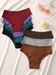 7pcs/Set Comfortable Striped Cotton Bikini Panties, Sexy Lingerie - Multicolor - View 3