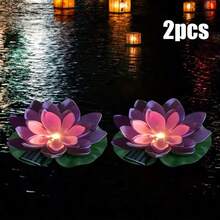 1/2/4PCS 太阳能 LED 莲花灯，带灯浮动莲花灯，IP44 泳池装饰仿真 LED 莲花灯 3 种颜色，装饰桌面、庭院、花园、婚礼、池塘、景观装饰浮动花灯。 - 彩色 - 查看 17