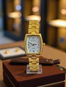 Potenzia Women's Mini Elegant Square Waterproof Watch With Beautiful Silver Steel Bracelet - 金色 - 查看 4