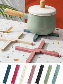 Alfombrilla plegable resistente al calor, soporte para ollas de cocina, salvamanteles de silicona antideslizante para platos y sartenes calientes, diseño de cruz, artículos imprescindibles para el hogar y la cocina, utensilios y equipos de cocina como regalos prácticos de Navidad