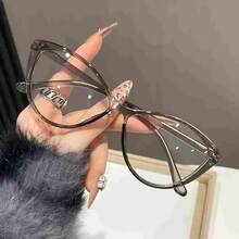 Cat Eye Fashion Glasses - Transparent Lenses Women's Decorative Glasses, Fashionable For Daily Wear - màu đen - Xem 5
