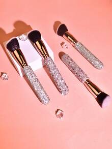 Diamond-Studded Appearance, Shiny, Large Powder Puff, Honey Brush, Makeup Brush, Beauty Tool, Makeup Tool, Suitable For Foundation Makeup, Powderush Brush, Suitable For All Skin Types, Nail Cleaning Brush, Professional Makeup Brush, Blush Brush,Foundation Brush,Concealer Brush,Blush Brush,Contour Brush,Blush Brush,Bronzer Brush,Powder Brush,Foundation Brush,Blush Brush - Multicolor - View 6