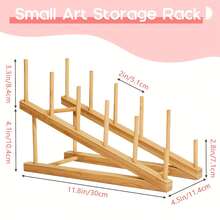 5/3层竹制展示架——坚固耐用，节省空间，可垂直悬挂展示油画和丙烯画——艺术家工作室装饰收纳架，竹制工艺品装饰品。竹制书架，易于组装，方便在床边或书桌上存放书籍。多功能竹制收纳架。