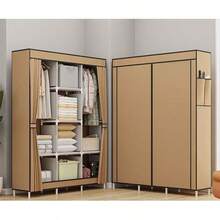 Non-Woven Fabric Wardrobe Organizer, Easy Assembly Clothes Closet With Hanging Rod, Steel Frame Collapsible Cabinet For Dorm