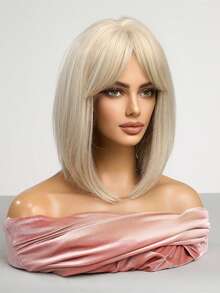 14英寸可爱金色波波头假发，适合女性，耐热合成纤维材质，是角色扮演、派对、四季皆宜的理想之选 - 限时音乐节 - 金色 - 查看 5