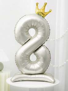 1pc Ivory 42 Inch Pedestal Crown Digital 0-9 Foil Number Balloon For Anniversary Birthday Party Holiday Celebration, Wedding Decoration - Milky White - View 15