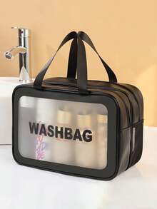 Dry-Wet Separation Double-Layer High-Fashion Travel Portable Storage Bag Waterproof Makeup Bag Dry-Wet Separation Swimming Fitness Bag Toiletry Bag, Toiletry Bag Dry-Wet Separation Portable Large Capacity Drainable Double-Layer Makeup Bag Travel Toiletry Organizer Makeup Bag, Multiple Colors Available