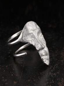 Creative Mystical Masked Faces Ring Goth Style Personalized Mask Open Rings For Men Women Jewelry Gift Ladies' Daily Party Accessories, Fashionable Jewelry, Best Friend Gifts - 銀色 - 查看 9