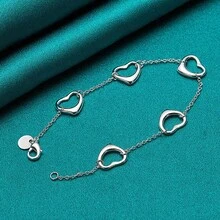 925纯银镀五心手链女士婚礼派对时尚饰品 - 銀色 - 查看 2