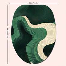 1/4pcs Green Wavy Theme Bathroom Set, Shower Curtain, Bath Mat, U-Shaped Toilet Lid Cover, Waterproof, Fashionable Curtain For Bathroom Decoration, Modern Style, Machine Washable Back To School