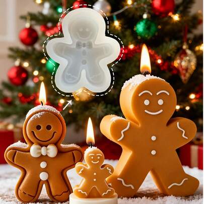 1 Piece Of Gingerbread Silicone Mold Handmade Soap Candle Ins Ornament, DIY Creative Handmade Crafts, Suitable For Making Candle Handmade Soap Molds,