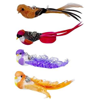 Bird Replacement Heads For Cat Toys, Cat Toys, Cat Toy Wand Replacement Bird, Artificial Feather Material, Cat Toy Replacement Bird, Replacement Teaser Head For Cat Wand Bird With Bell, Sturdy Cat Toy For Indoor Entertaining