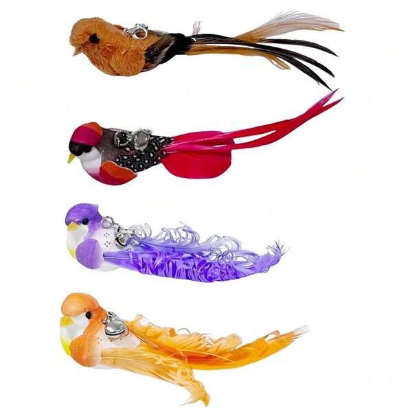 Bird Replacement Heads For Cat Toys, Cat Toys, Cat Toy Wand Replacement Bird, Artificial Feather Material, Cat Toy Replacement Bird, Replacement Teaser Head For Cat Wand Bird With Bell, Sturdy Cat Toy For Indoor Entertaining