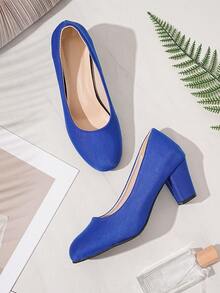 [Giày cao gót nữ cỡ lớn màu đen trơn cổ điển - Thiết kế mũi tròn - Kích cỡ 35-43 - Chất liệu nhung cao cấp, mềm mại và thoải mái - Giày cao gót đen, đế xuồng cao, gót dày, kiểu dáng slip-on - Chất liệu cao cấp, thoải mái khi mang - Giày slip-on nữ mũi tròn, gót dày vừa phải, chống trơn trượt - Thời trang và đa năng] - Màu xanh lam - Xem 4