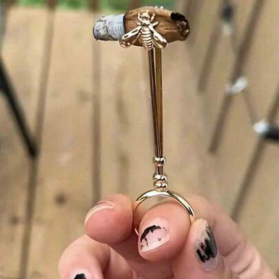 1 件蜜蜂烟嘴环，复古蜜蜂形可调节金属吸烟环，优雅烟嘴环架，男女通用精致烟嘴，香烟手指夹环架，吸烟者的礼物，吸烟配件，吸烟者的优雅珠宝，非常适合手卷雪茄和优雅的户外聚会，精致的设计