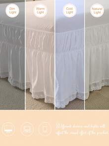 1pc French Romantic Butterfly Lace Bed Skirt, Soft Washable Stretchy Polyester Fiber, Fits Various Bed Sizes, New Arrival