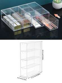 1/2 Pcs (1 Is 4 Layers) Multifunctional Transparent Desktop Bathroom Kitchen Room Storage Box - Perfect For Fashion Glasses, Cosmetics And Lipstick Dustproof Drawer Dividers, Is An Ideal Gift