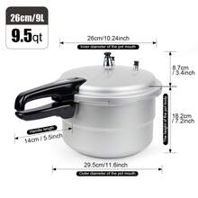 ABKOK 9.5 Quart Pressure Cooker,10Psi Induction Compatible Pressure Canner With Multiple Pressure Control& Protection,Fast Stewing, Durable,Light And Sturdy,Compatible With Gas Stoves & Induction Cookers,Silver, Family Dinner Supplies, Christmas Party Supplies - 9.5 Quart - View 9