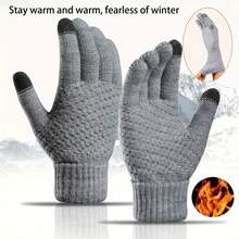 1 Pair Unisex Winter Warm Touchscreen Gloves - Fire-Resistant Design, Suitable For Outdoor Activities And Smartphone Use, Cold-Proof Gloves (Black/Orange), Machine Washable - Multicolor - View 4