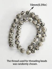 1串天然达尔马提亚碧玉圆珠，能量疗愈宝石散珠，DIY首饰制作，适用于手链、项链，尺寸：4毫米、6毫米、8毫米、10毫米 - 彩色 - 查看 9