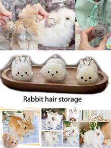 1pc Rabbit Hair Storage Holder Transparent Keychain, Pet Hair Collection Commemorative Rabbit Shaped Gashapon Pendant