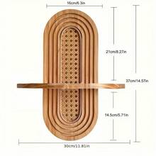 1pc Arched Bohemian Floating Shelf – Natural Wood & Woven Rattan Back, Easy Hanging, For Living Room/Bedroom/Bathroom (Displays Plants/Photos,  Home Decor Shelf) - 卡其色 - 查看 3