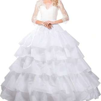 1 件白色女式多层荷叶边长裙、万圣节服装配饰、婚礼装饰