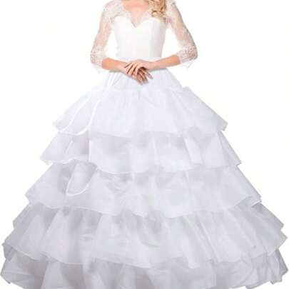 1 件白色女式多层荷叶边长裙、万圣节服装配饰、婚礼装饰