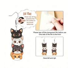 2D, 1 pereche de cercei cu pandantiv drăguți cu patru pisici stratificate, material acrilic model plat 2D, cercei cu pandantiv feminin, cercei rafinați cu animale pisică, cadouri de Ziua Îndrăgostiților pentru Ziua Mamei, Ziua Recunoștinței, Halloween și Crăciun, potrivite pentru purtare zilnică și petrecere