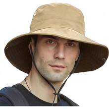 AI-PIKA Sombreros del Sol para Hombre,Sombreros para Hombre con Protección UV UPF 50+,ala Ancha,Impermeables,Transpirables para Ciclismo,Acampar,Pescar,Caminar - Caqui - Ver 8