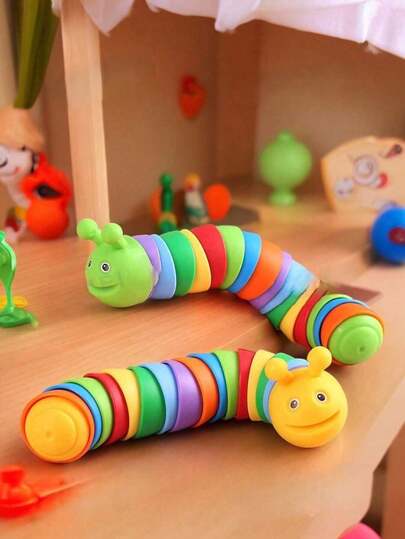 1个彩虹色鼻涕虫玩具，可作为儿童和成人的减压玩具，适合2-3岁、4岁、5岁、6岁、7岁、8岁的男孩女孩，可作为生日/儿童节礼物（颜色随机），幼儿玩具，婴儿用品，趣味旅行玩具，物美价廉，圣诞节礼物，婴儿礼物