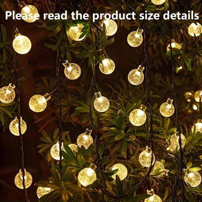 7m/23ft 50 LED soldrivna ljusslingor, 8 lägen, solcellsglob ljusslinga för trädgård, uteplats, bröllop, födelsedagsdekor, Thanksgiving och julfestdekor, varmvit
