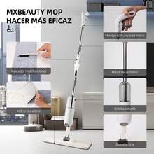 Trapeador de Microfibra,Mopa Trapeador con 350ML Atomizador,Fregona de Limpieza de Húmedo y,Cabezal Giratorio 360 ° ,con 3 Almohadillas Lavables y 1 Rascador,para Piso de Baldosas,Vidrio,ármol - 1 - Ver 2