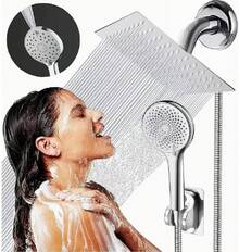 Regaderas para Baño de Lluvia de Alta Presión, Set de 8'' Cabeza de Ducha de Alta Presion, con 5 Modos Regadera de Mano y Manguera 120 (Plata) - 1 - Ver 4