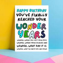 [Funny Birthday Card] 1pc Funny Wonder Years Birthday Card With Red Envelope | Humorous Greeting Card, Playful Design, Colorful Text - Perfect For 40th, 50th, 60th, 70th Birthday Celebrations - 1 cái - Xem 2
