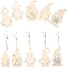 20pcs DIY Graffiti Christmas Gnome Hanging Decorations, Wooden Decor, Large Wood Slices, Pre-Drilled Wood Rings, For Crafts Christmas Decorations, Christmas Tree Hanging Ornaments, Suitable For Indoor/Outdoor Home Decor, Room Decor, Living Room Decor