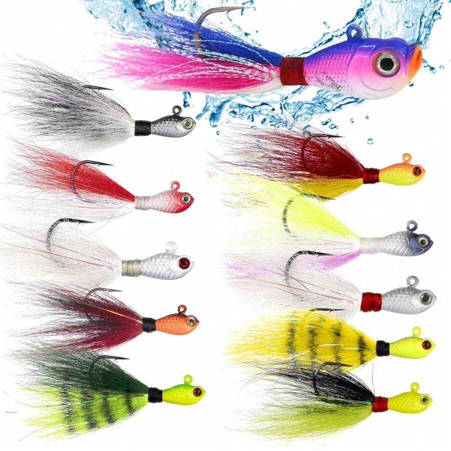 Kit 04 Isca Artificial Jig Xuxinha Com Penacho 10g Tucunare - sortida - Visão 1