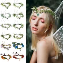 Fairy Flower Leaf Crown For Women Elven Princess Tiara Elf Headpiece For Halloween Costume Cosplay Photoshoot Wedding