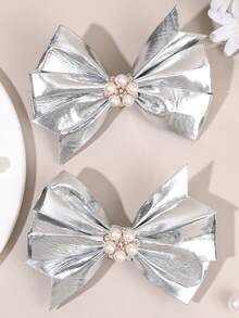 2pcs/4pcs Shiny Gold & Silver Bow Hair Clips, Suitable For Girls, Sparkling And Charming, Exquisite Gift For Girls, Alligator Clips, Suitable For Festivals, Parties, Prom And Daily/Vacation Wear - Multicolor - View 4