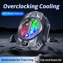 1 pieza Enfriador de teléfono semiconductor negro, material de ABS + aleación de aluminio, ajuste de 3 velocidades, enfriamiento rápido, iluminación RGB, compatible con iPhone, tabletas, etc.