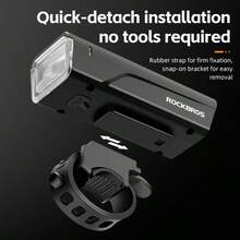 ROCKBROS 1个260流明高亮度自行车前灯 - 铝合金+ABS耐用结构，二合一双用途（自行车灯和手电筒），5种照明模式无缝切换，是夜间骑行的理想之选 - 黑色 - 查看 7