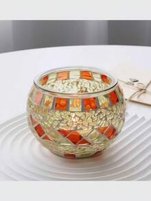 1 buc Suporturi de lumânări din sticlă mozaic, Ornament de cină pentru lumânări votive europene la modă romantică vintage pentru recuzită de nuntă, Decor la malul mării, Decor de bar