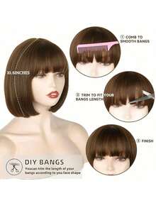 Brown Hair Heat Resistant Chemical Fiber Wigs Daily Wear Women Wigs Sweet Cute Wigs Prom Party Wigs Natural Hair - 棕色 - 查看 9