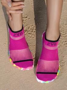 ZVB Couples Water Shoes Suitable For Barefoot Lovers, Soft-Soled Women's Beach Shoes For Swimming, Diving, Outdoor Quick-Drying Summer Sandals, Fishing Water Shoes, Non-Slip Breathable Wading Shoes - 玫紅色 - 查看 10