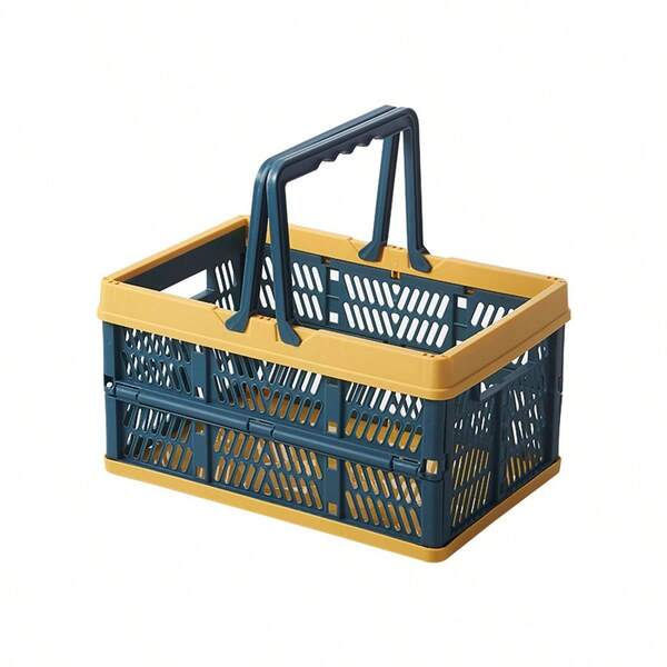 1 قطعة صندوق قابل للطي مع مقبض، صندوق تخزين متعدد الوظائف وسلة فرز، سلة تخزين للسيارة، للمطبخ والحمام والأدوية، متوفر بأربعة ألوان