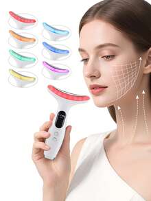Hailicare 7 Modes 7 Colors LED Neck Massager, 45°C Constant Temperature Heating, 3 Intensity Levels, Dolphin-Shaped Design For Comfortable Fit, USB Rechargeable, Portable - White - View 2