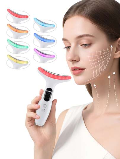 Hailicare 7 Modes 7 Colors LED Neck Massager, 45°C Constant Temperature Heating, 3 Intensity Levels, Dolphin-Shaped Design For Comfortable Fit, USB Rechargeable, Portable